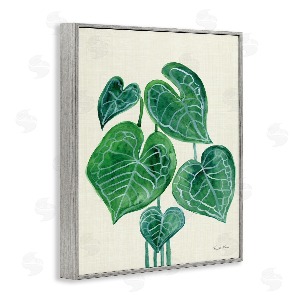 Tropical Leaf Bundle Grey Frame Print Wall Art, Home Decor by Farida Zaman