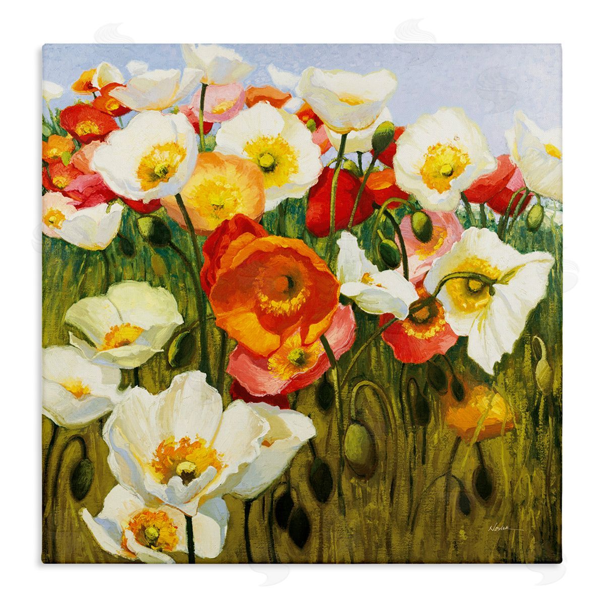 Lush Poppy Meadow Canvas Wall Art, Home Decor by Shirley Novak