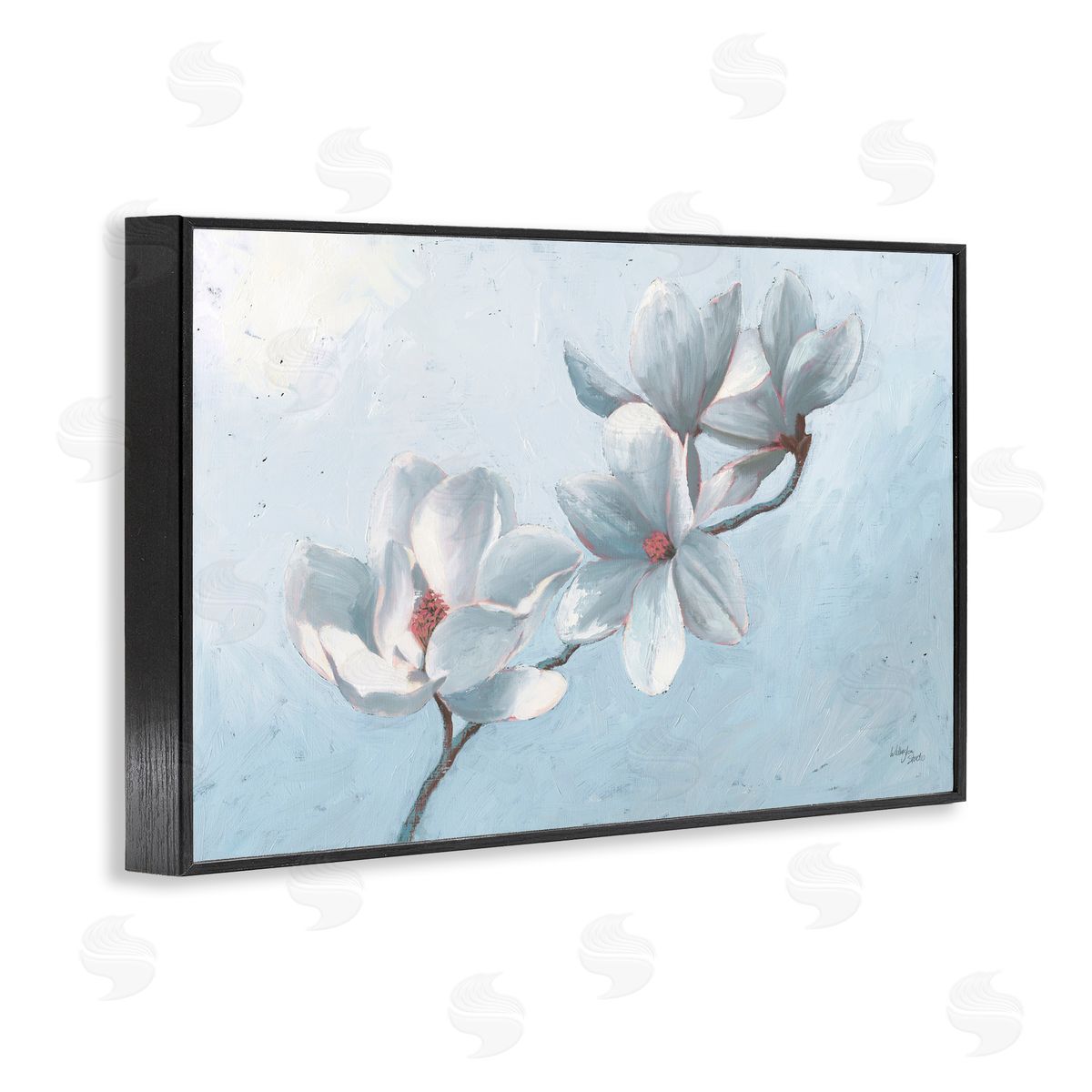 Budding Magnolia Blooms Black Frame Print Wall Art, Home Decor by Wellington Studio