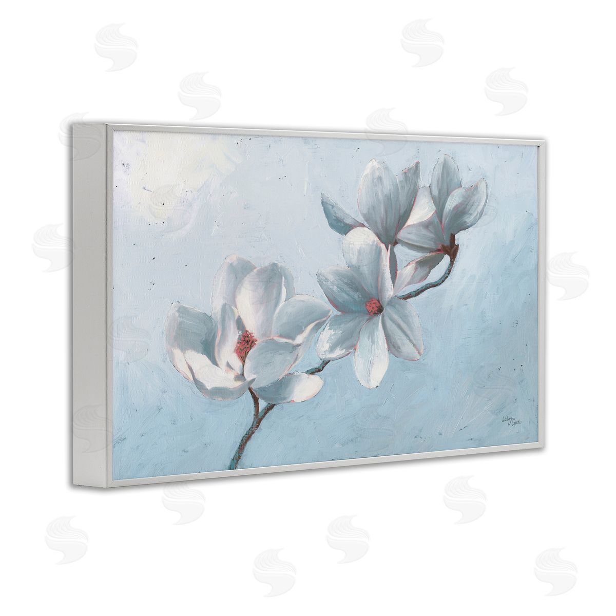 Budding Magnolia Blooms White Frame Print Wall Art, Home Decor by Wellington Studio