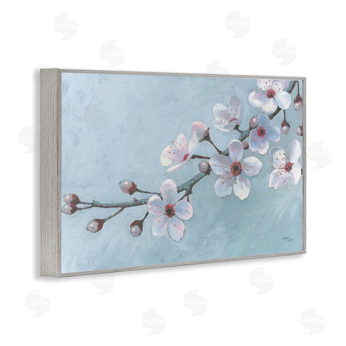Branch of Blossoms Grey Frame Print Wall Art, Home Decor by Wellington Studio