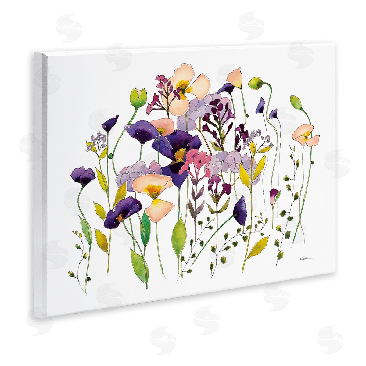 Purple Poppy Sprigs Wood Plaque Wall Art, Home Decor by Shirley Novak