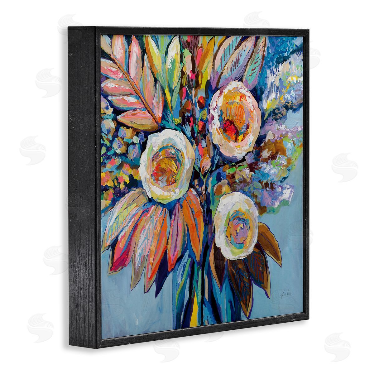 Wonderment Bold Bouquet Black Frame Print Wall Art, Home Decor by Jeanette Vertentes