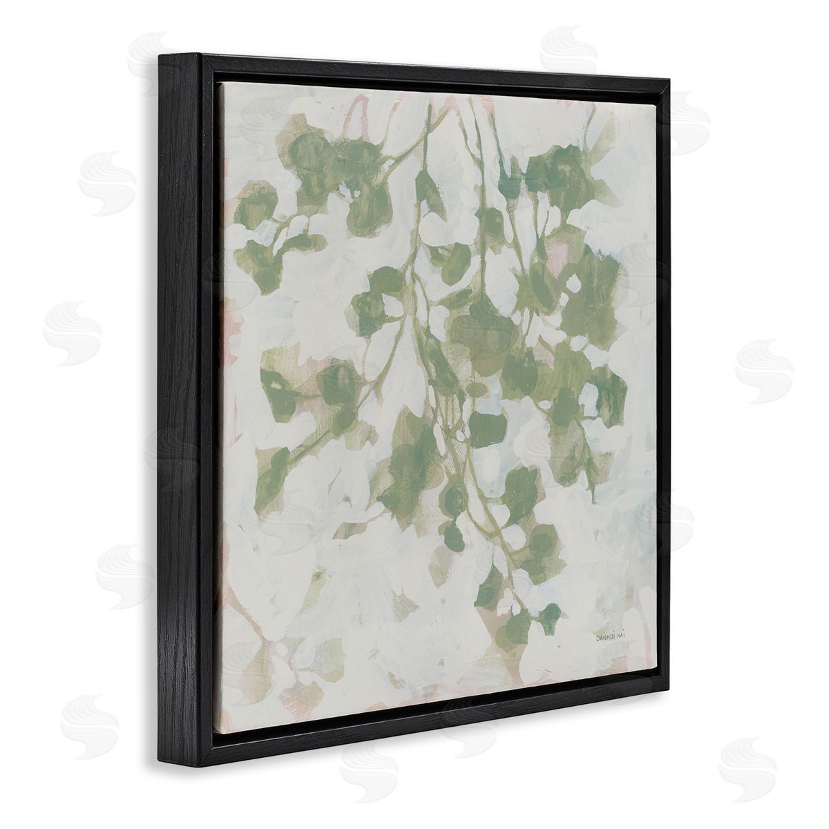 Dancing Leaf Shadows Black Floating Frame Canvas Wall Art, Home Decor by Danhui Nai