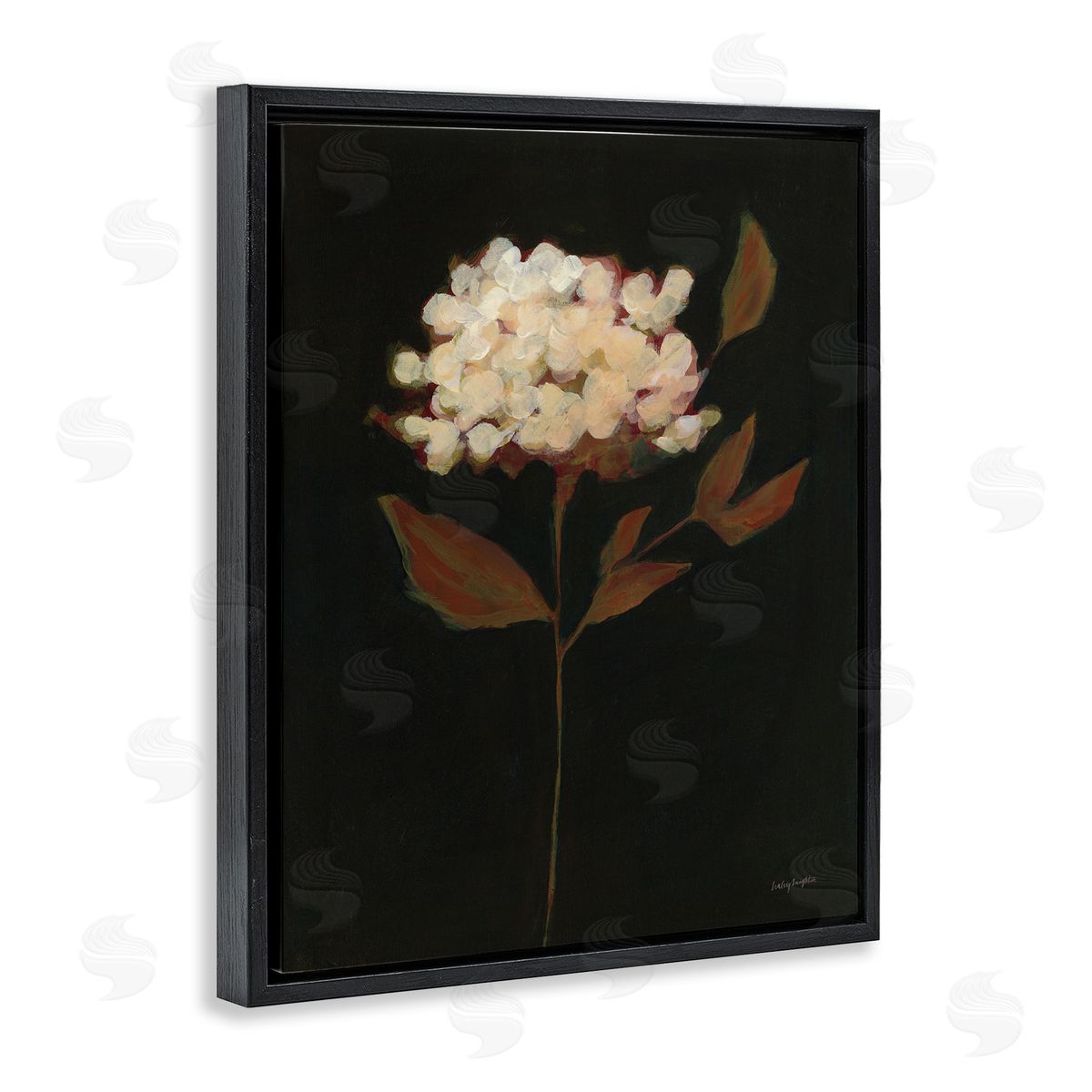 Dark Fall Flower Black Floating Frame Canvas Wall Art, Home Decor by Haley Knighten
