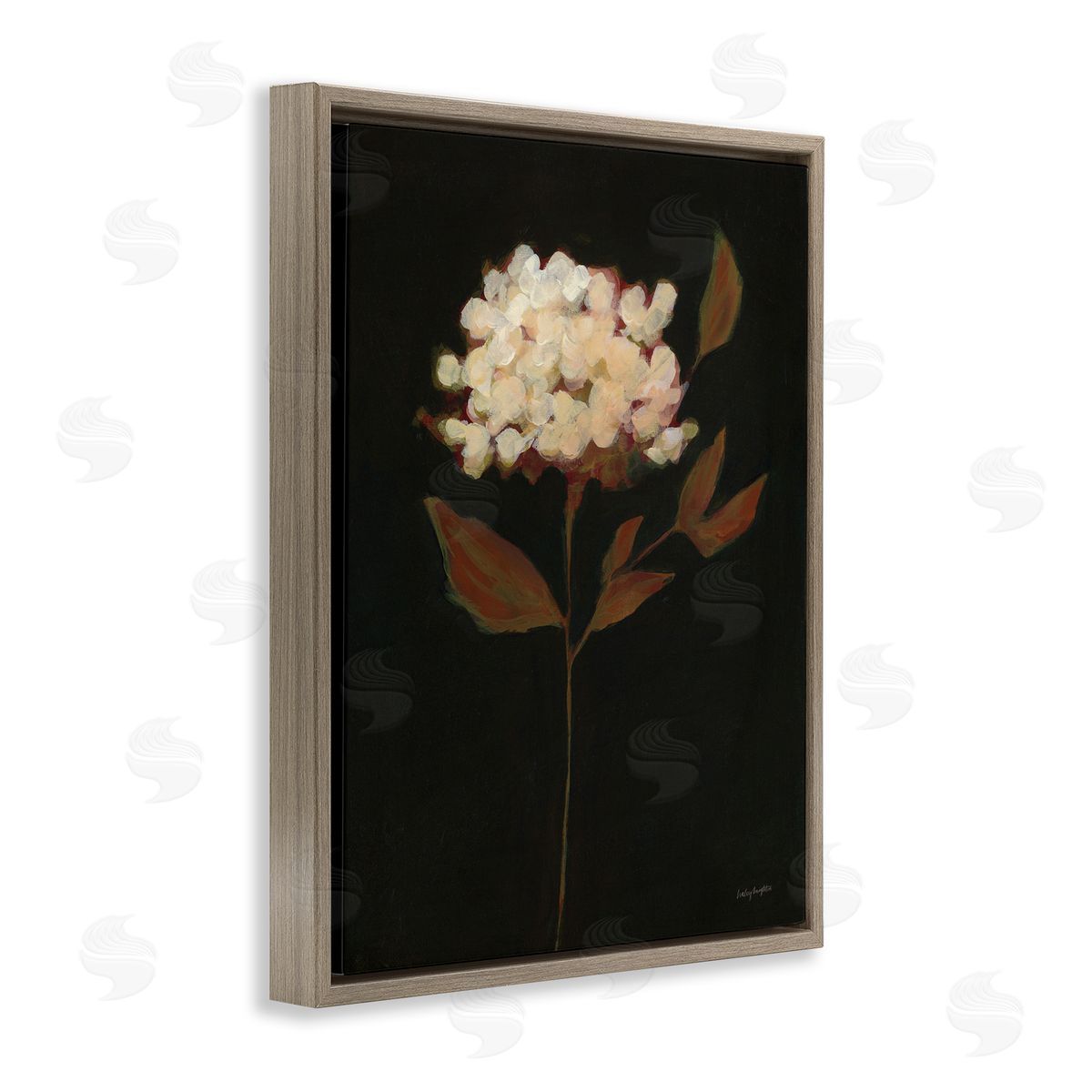 Dark Fall Flower Brown Floating Frame Canvas Wall Art, Home Decor by Haley Knighten