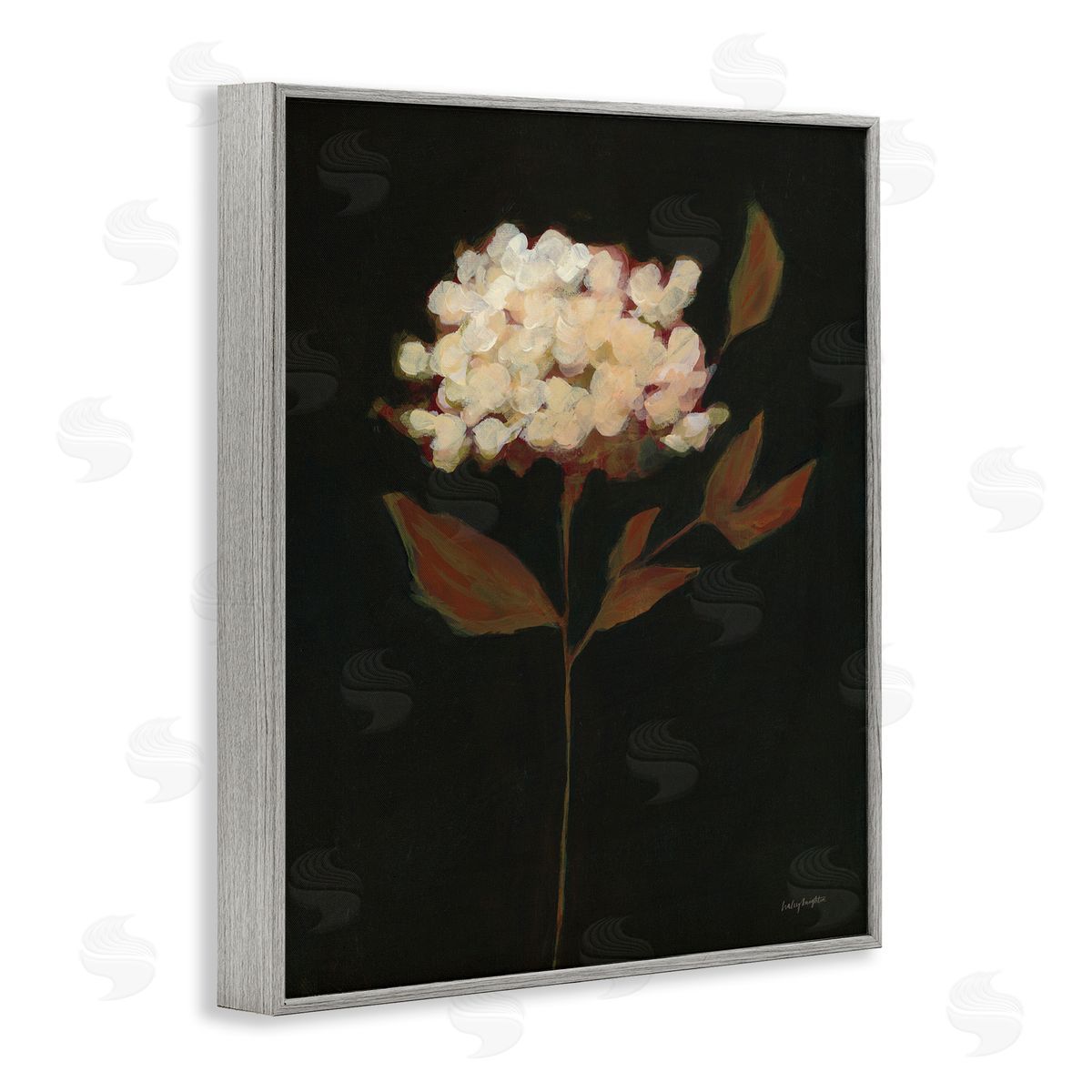 Dark Fall Flower Grey Frame Print Wall Art, Home Decor by Haley Knighten