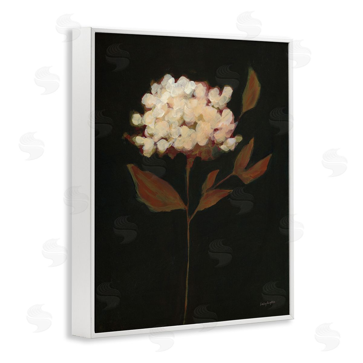Dark Fall Flower White Frame Print Wall Art, Home Decor by Haley Knighten