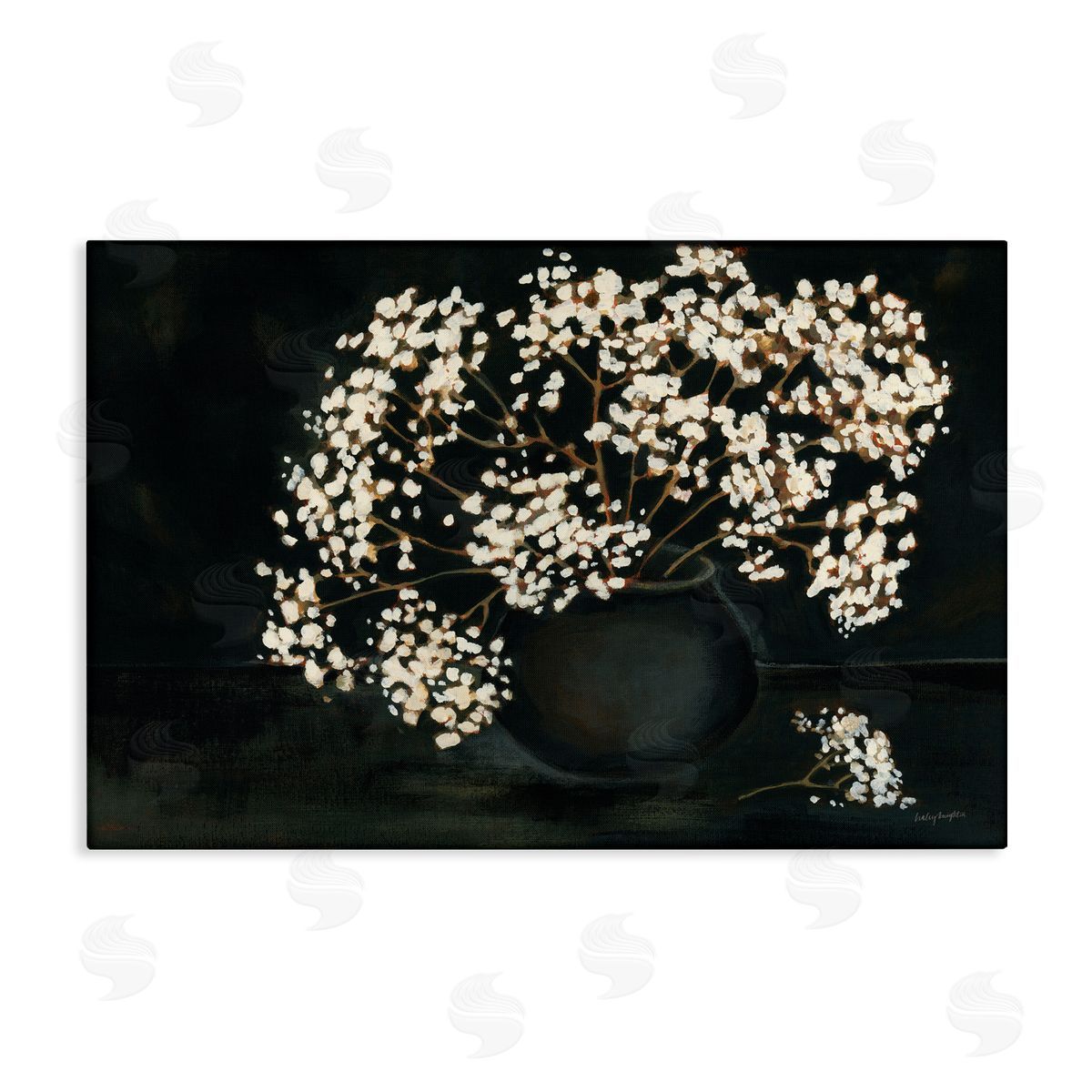 Baby's Breath on Black Canvas Wall Art, Home Decor by Haley Knighten