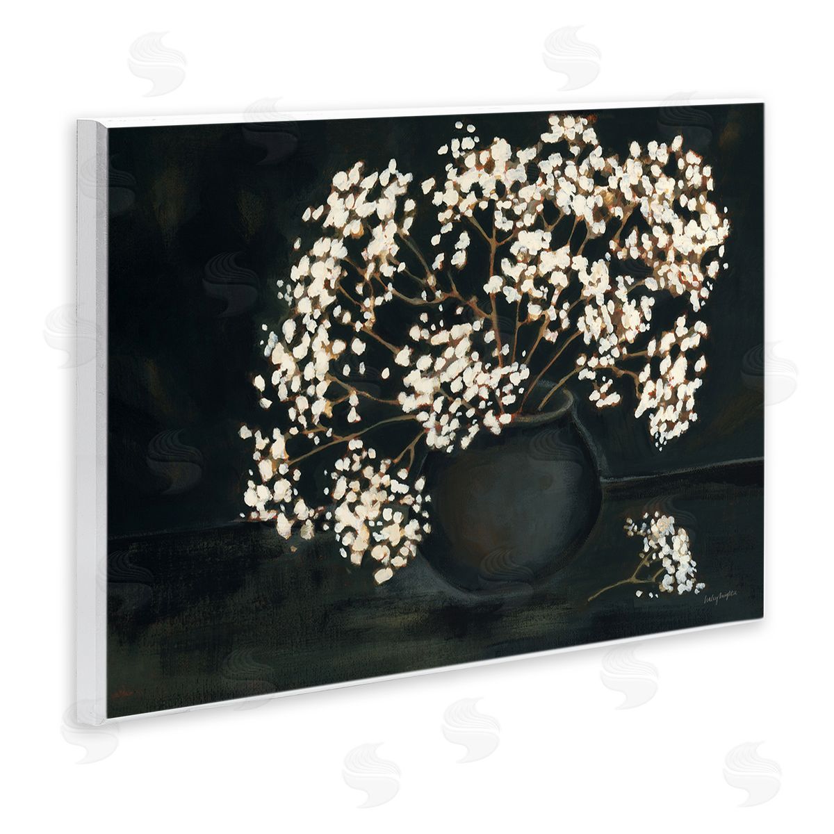 Baby's Breath on Black Wood Plaque Wall Art, Home Decor by Haley Knighten
