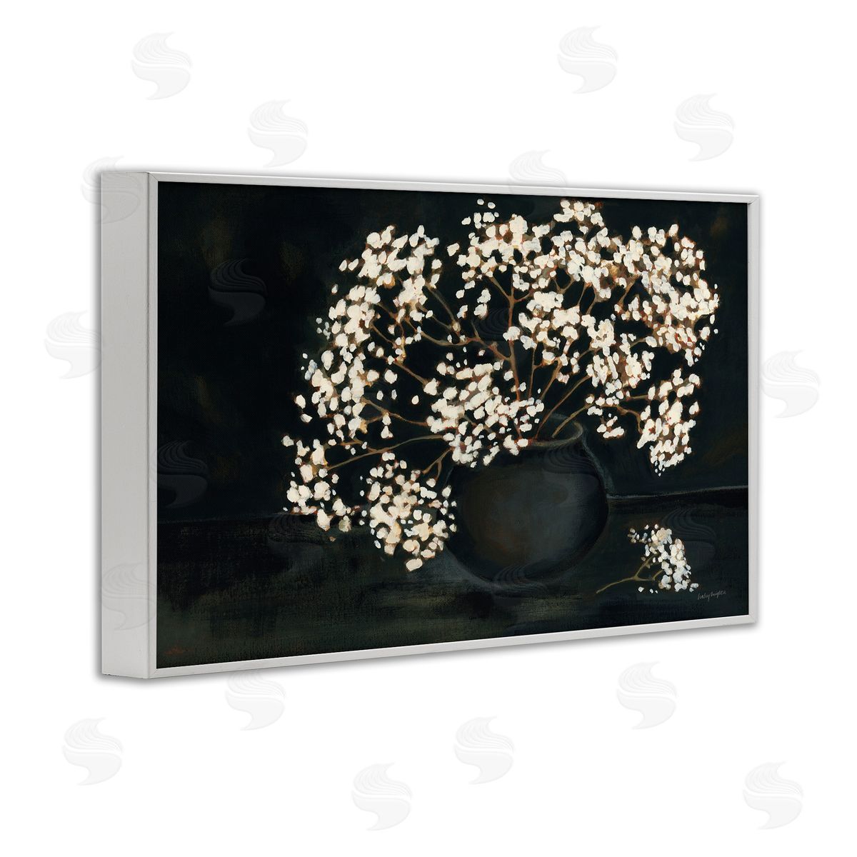 Baby's Breath on Black White Frame Print Wall Art, Home Decor by Haley Knighten