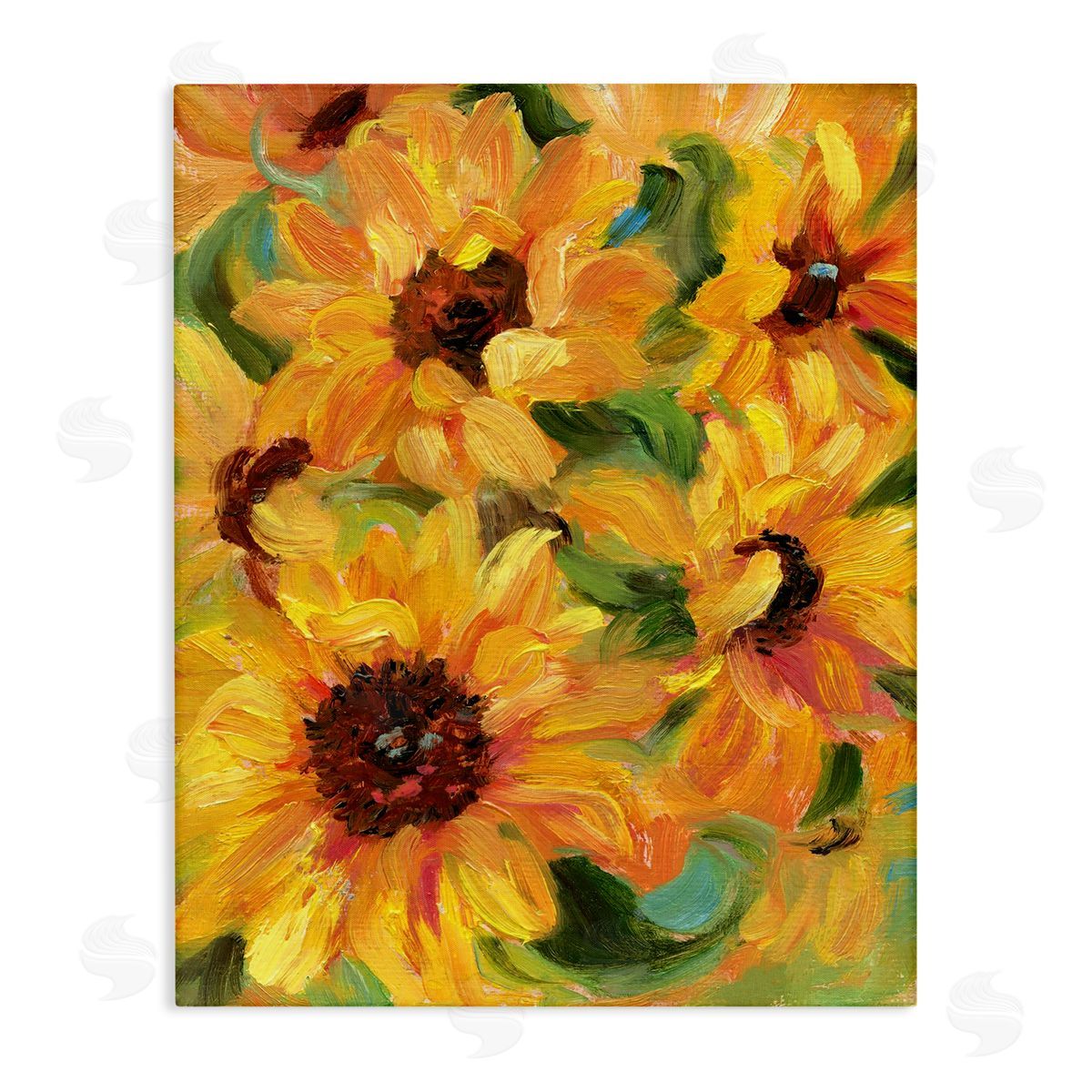 Sunflower Bunches Pattern Canvas Wall Art, Home Decor by Sandra Iafrate