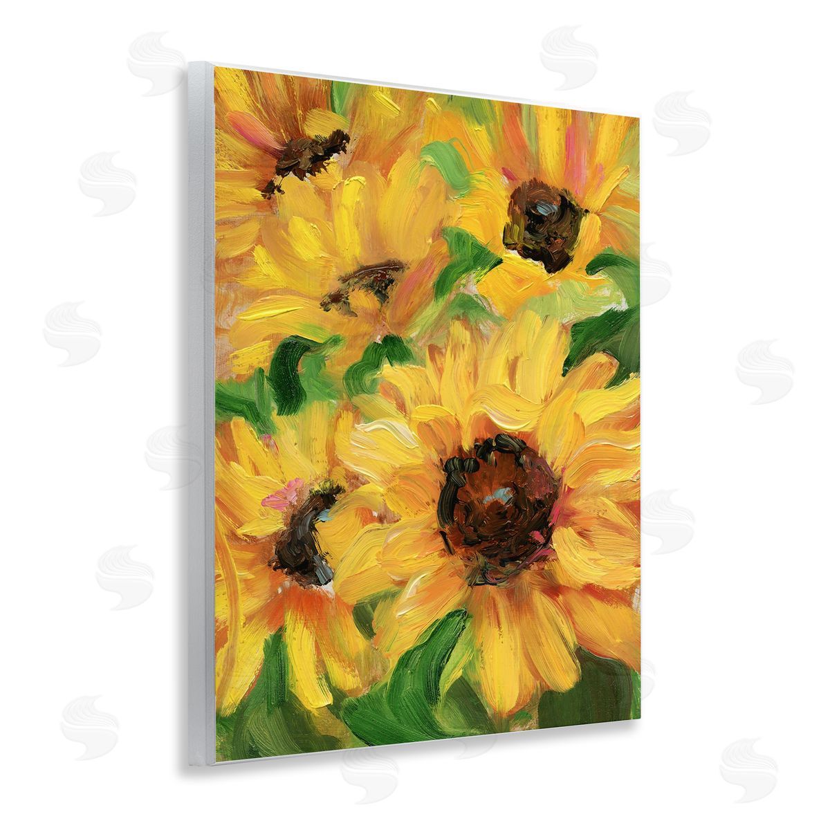 Bright Sunny Sunflowers Wood Plaque Wall Art, Home Decor by Sandra Iafrate