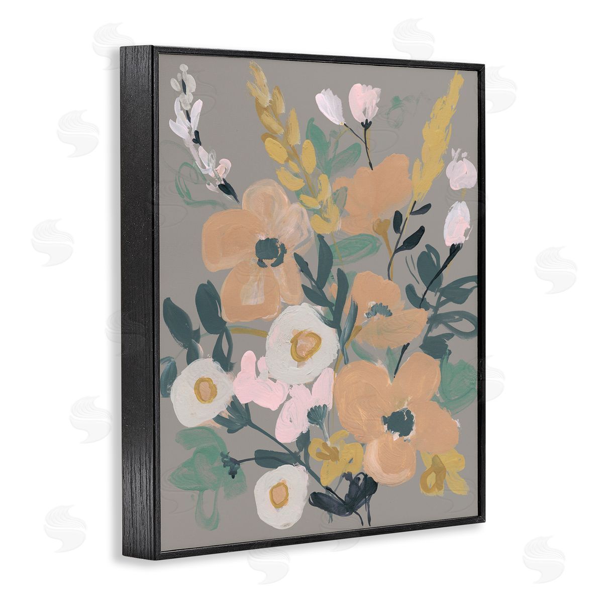 Modern Wildflower Collage Black Frame Print Wall Art, Home Decor by Jennifer Goldberger