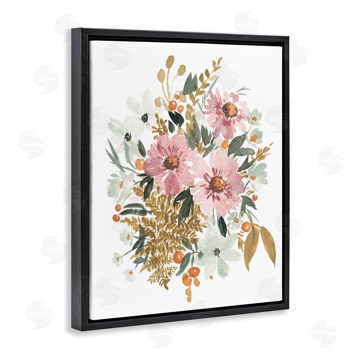 Bundle Of Wildflowers Black Floating Frame Canvas Wall Art, Home Decor by Amanda Cook