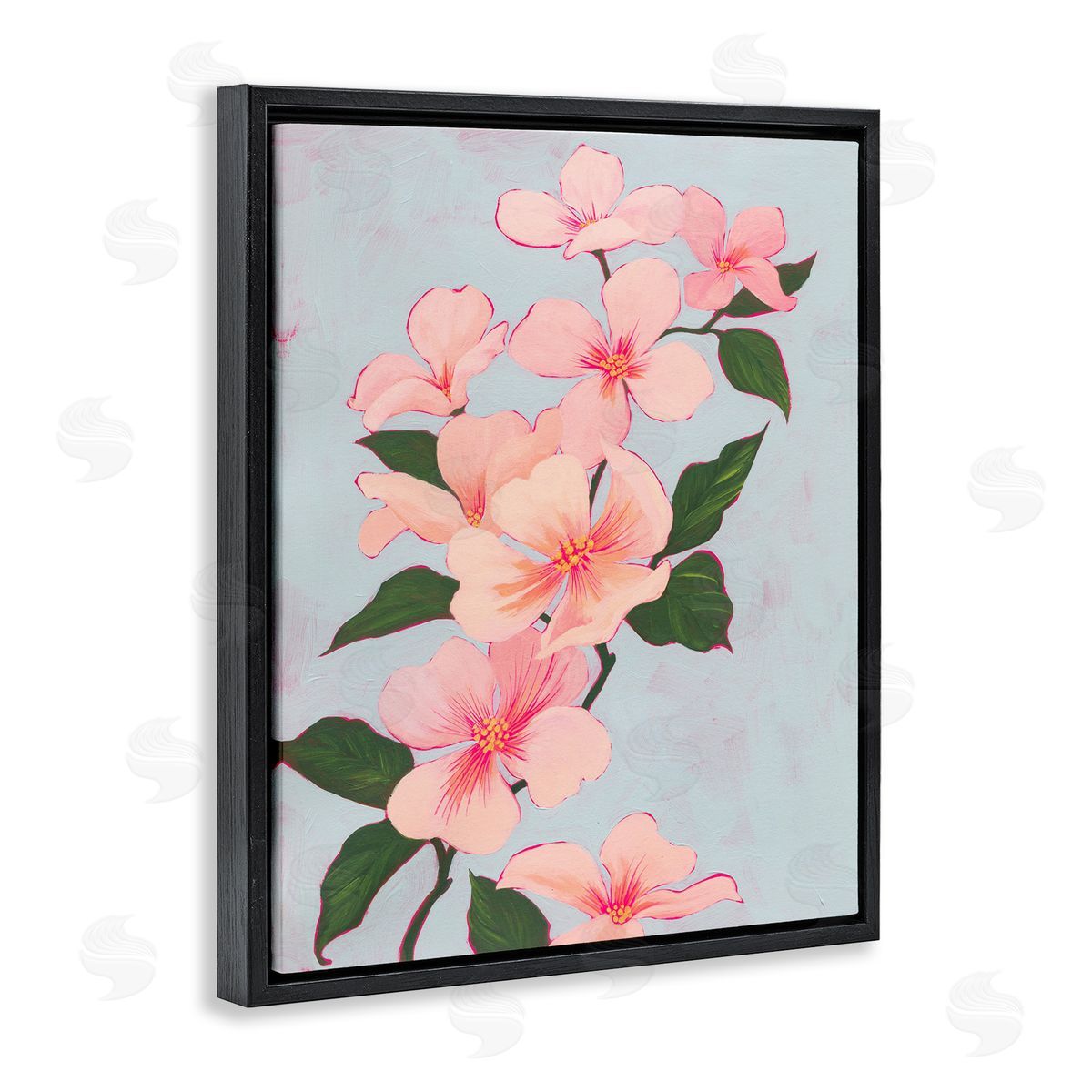 Delicate Cherry Blossoms Black Floating Frame Canvas Wall Art, Home Decor by Grace Popp