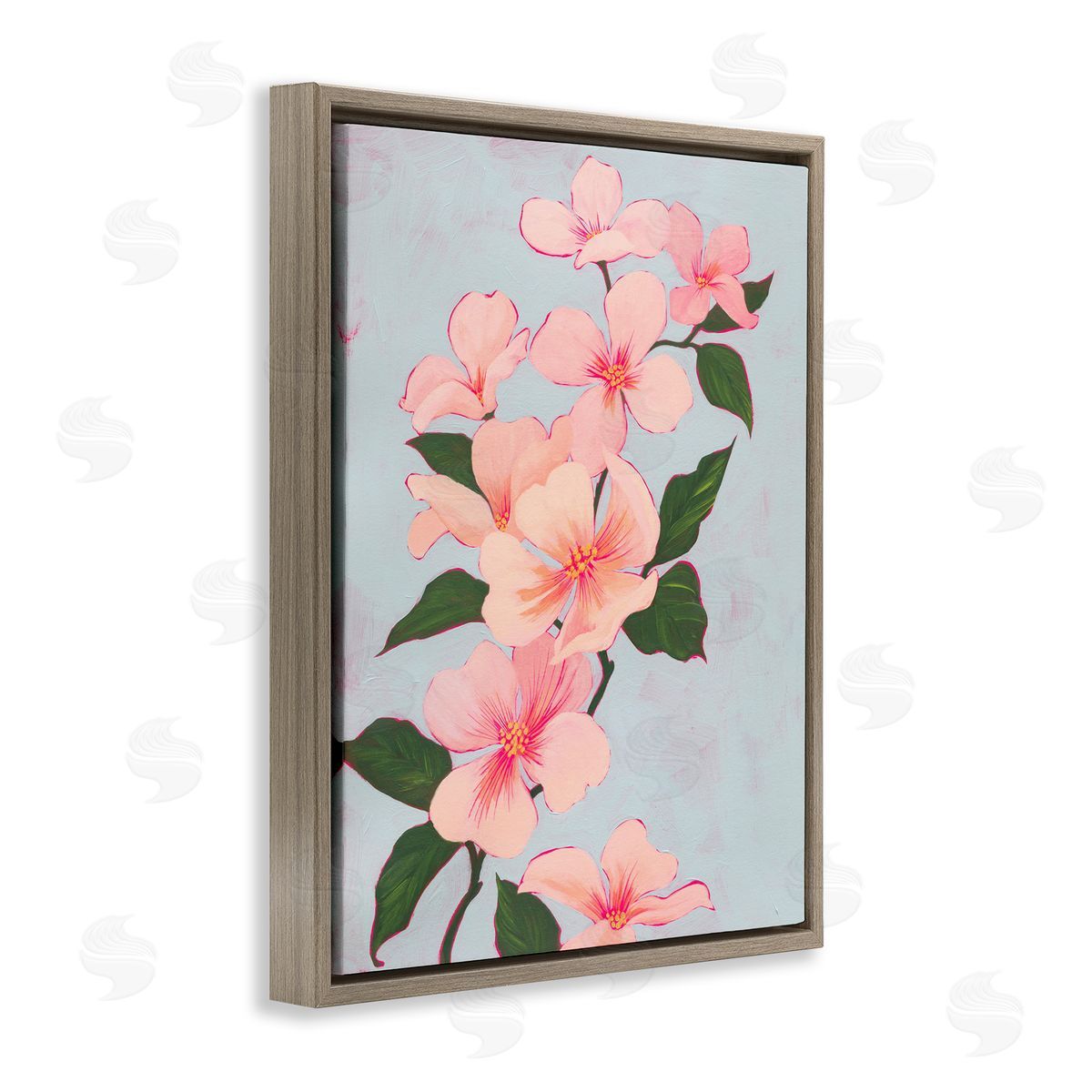 Delicate Cherry Blossoms Brown Floating Frame Canvas Wall Art, Home Decor by Grace Popp