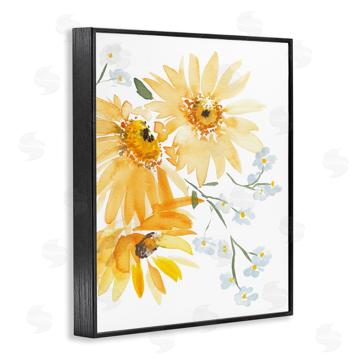Modern Yellow Daisies Black Frame Print Wall Art, Home Decor by Amanda Cook