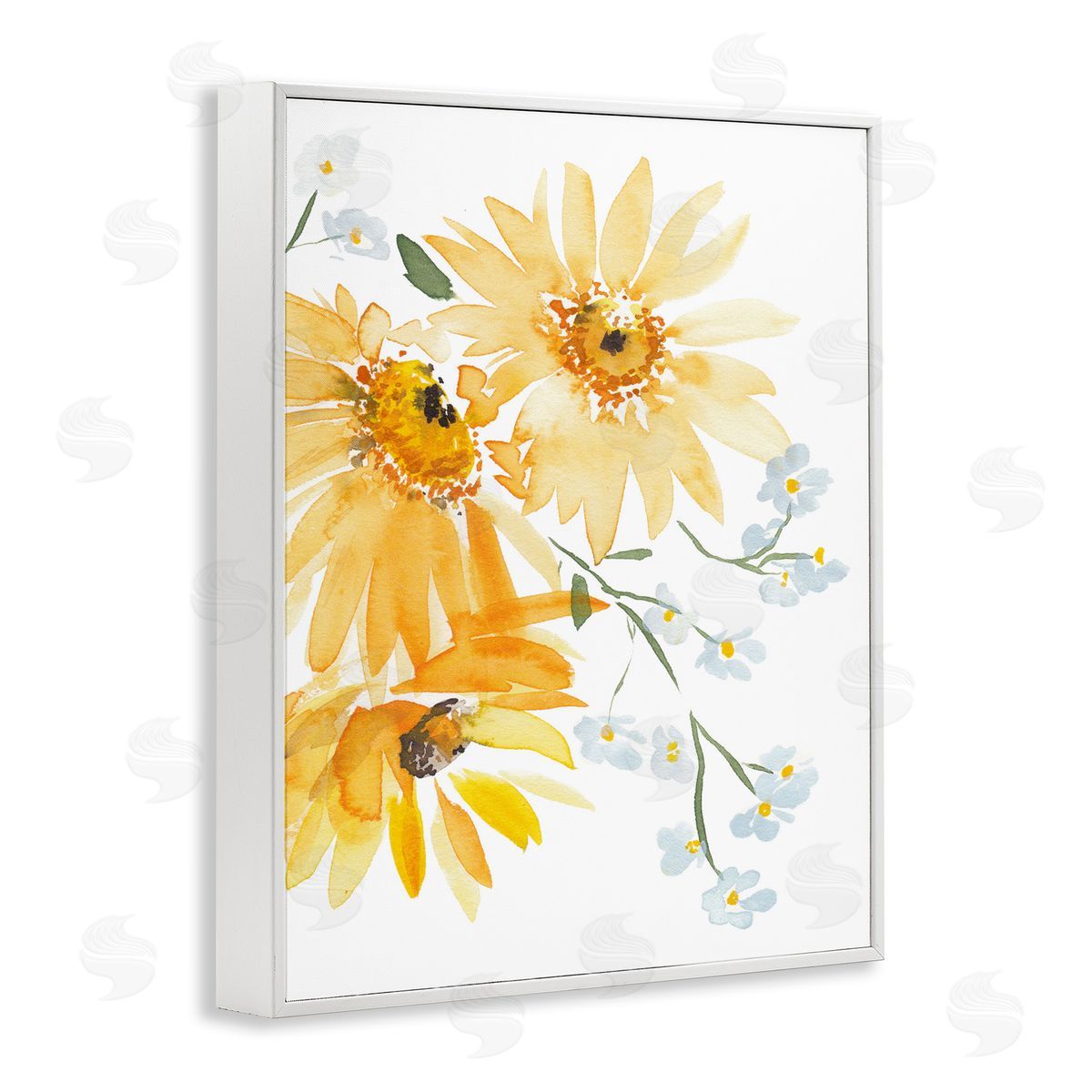 Modern Yellow Daisies White Frame Print Wall Art, Home Decor by Amanda Cook