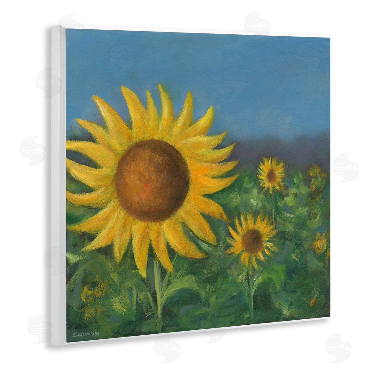 Mellow Sunflower Garden Wood Plaque Wall Art, Home Decor by David Swanagin