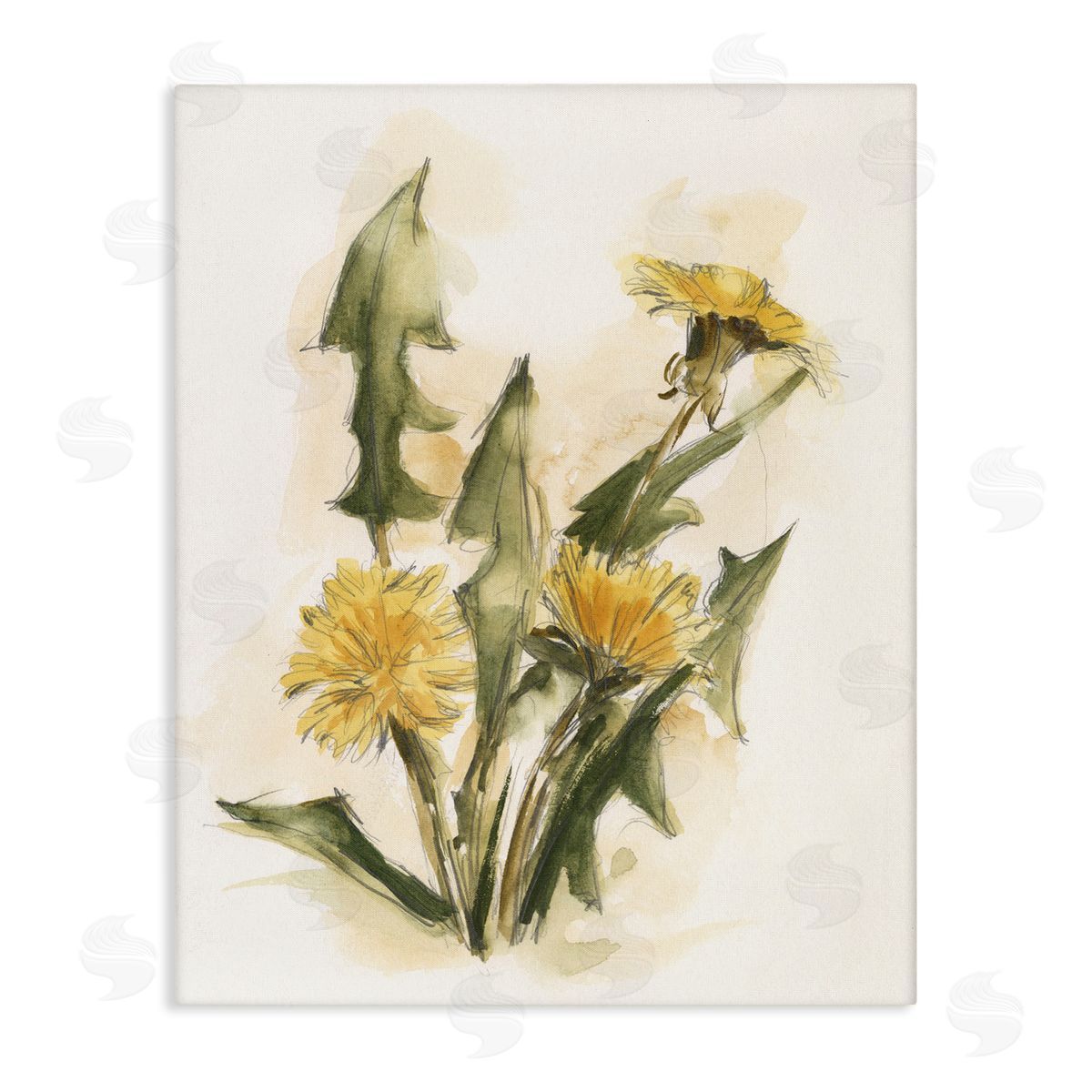 Traditional Yellow Dandelion Canvas Wall Art, Home Decor by Ethan Harper
