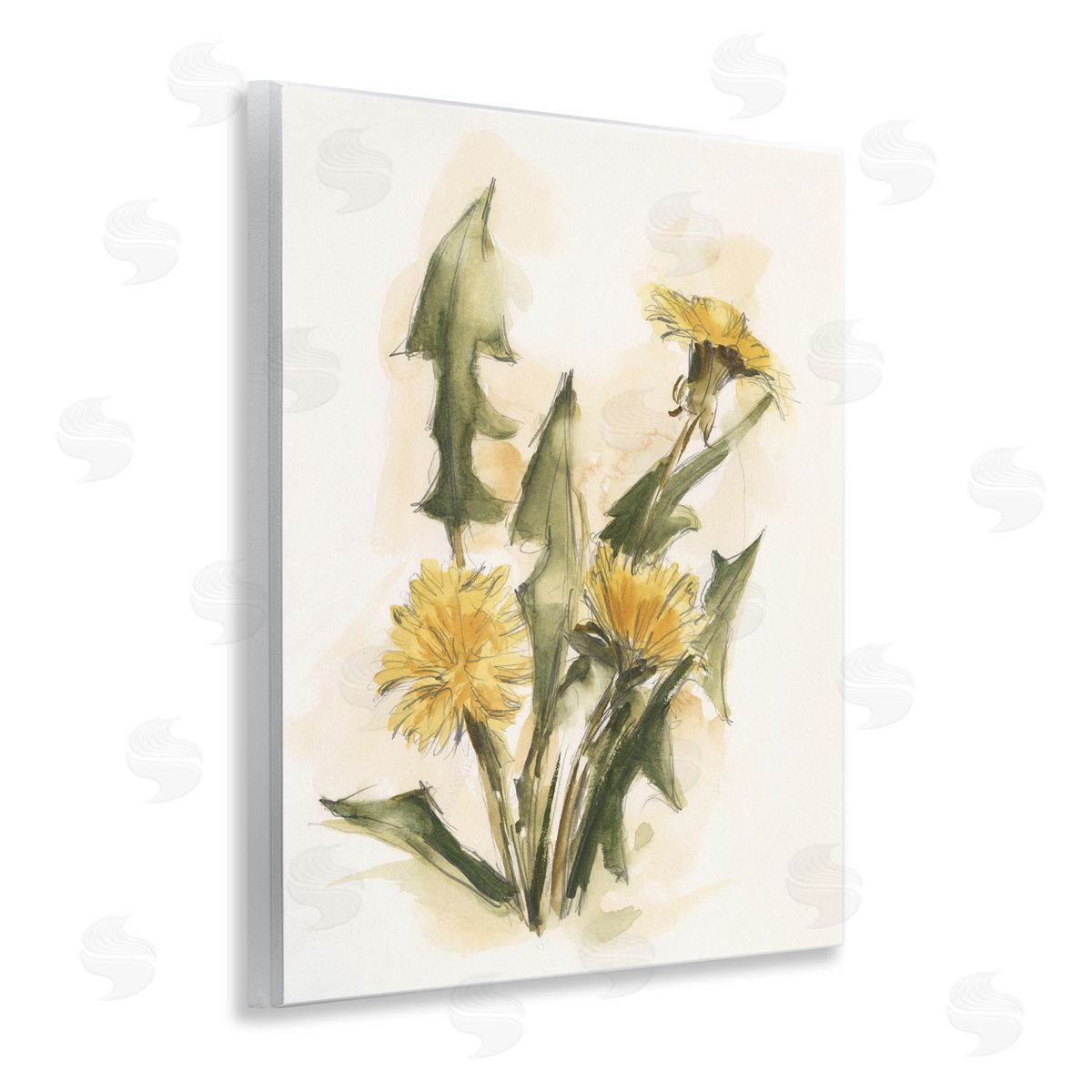 Traditional Yellow Dandelion Wood Plaque Wall Art, Home Decor by Ethan Harper