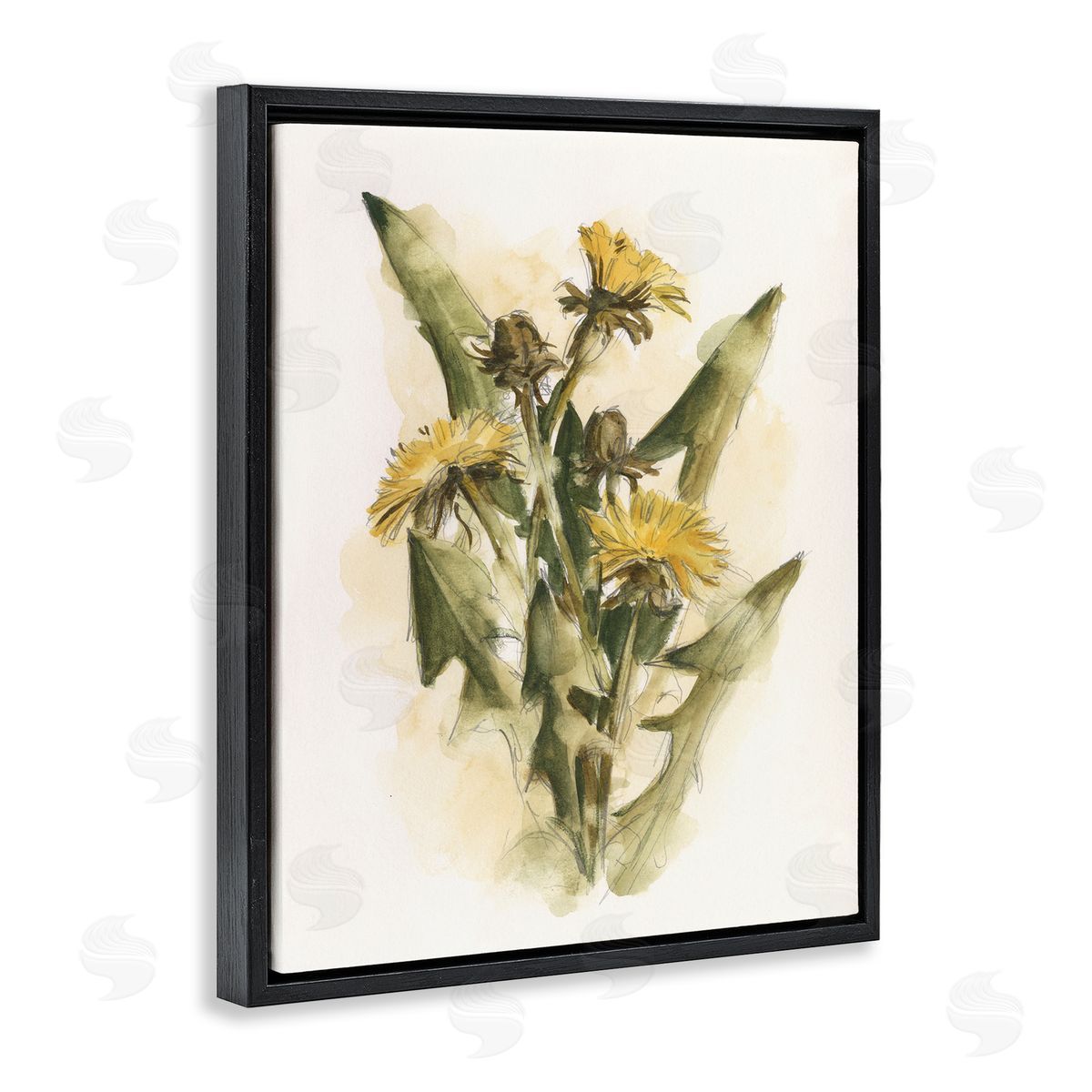 Cottage Buttercup Flowers Black Floating Frame Canvas Wall Art, Home Decor by Ethan Harper