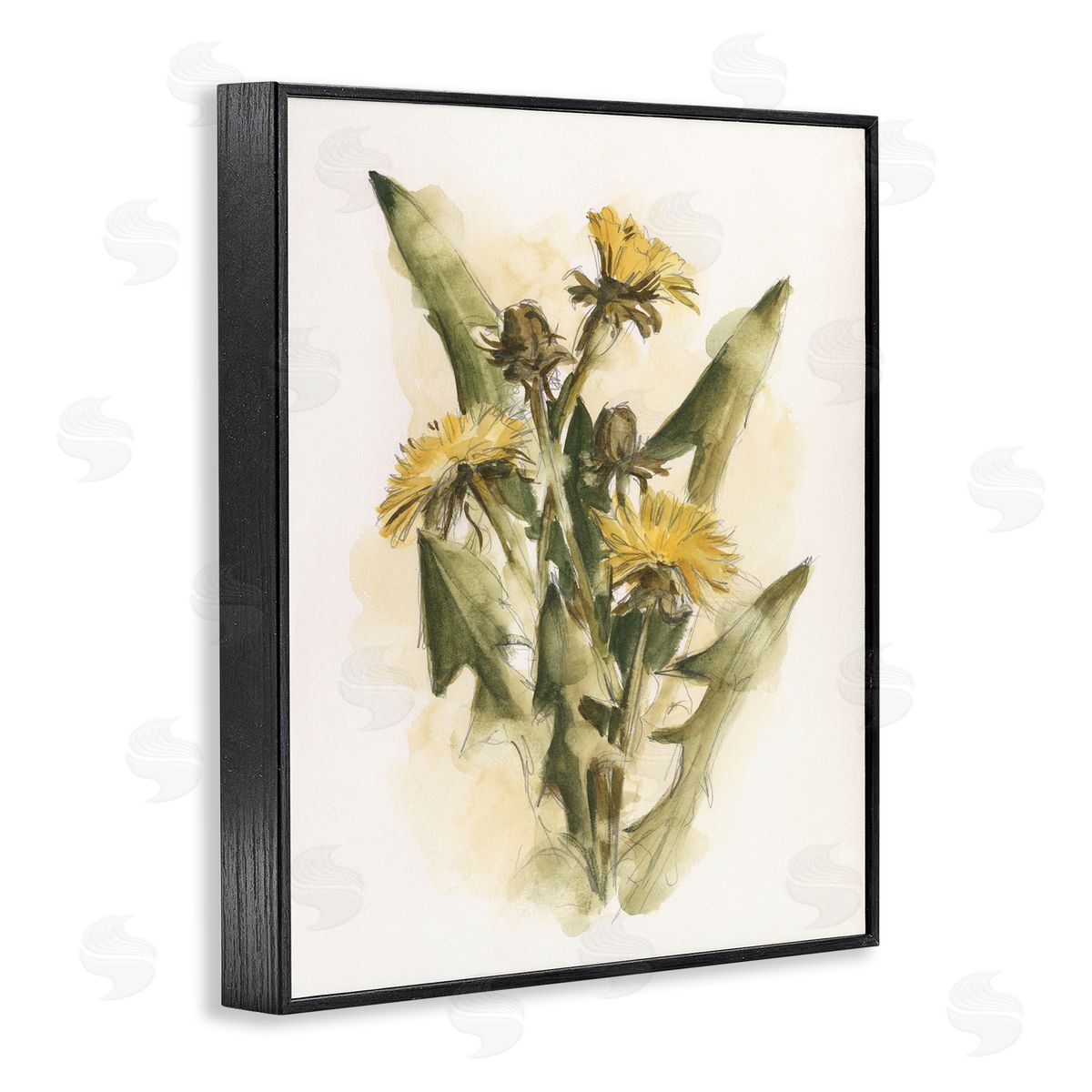 Cottage Buttercup Flowers Black Frame Print Wall Art, Home Decor by Ethan Harper