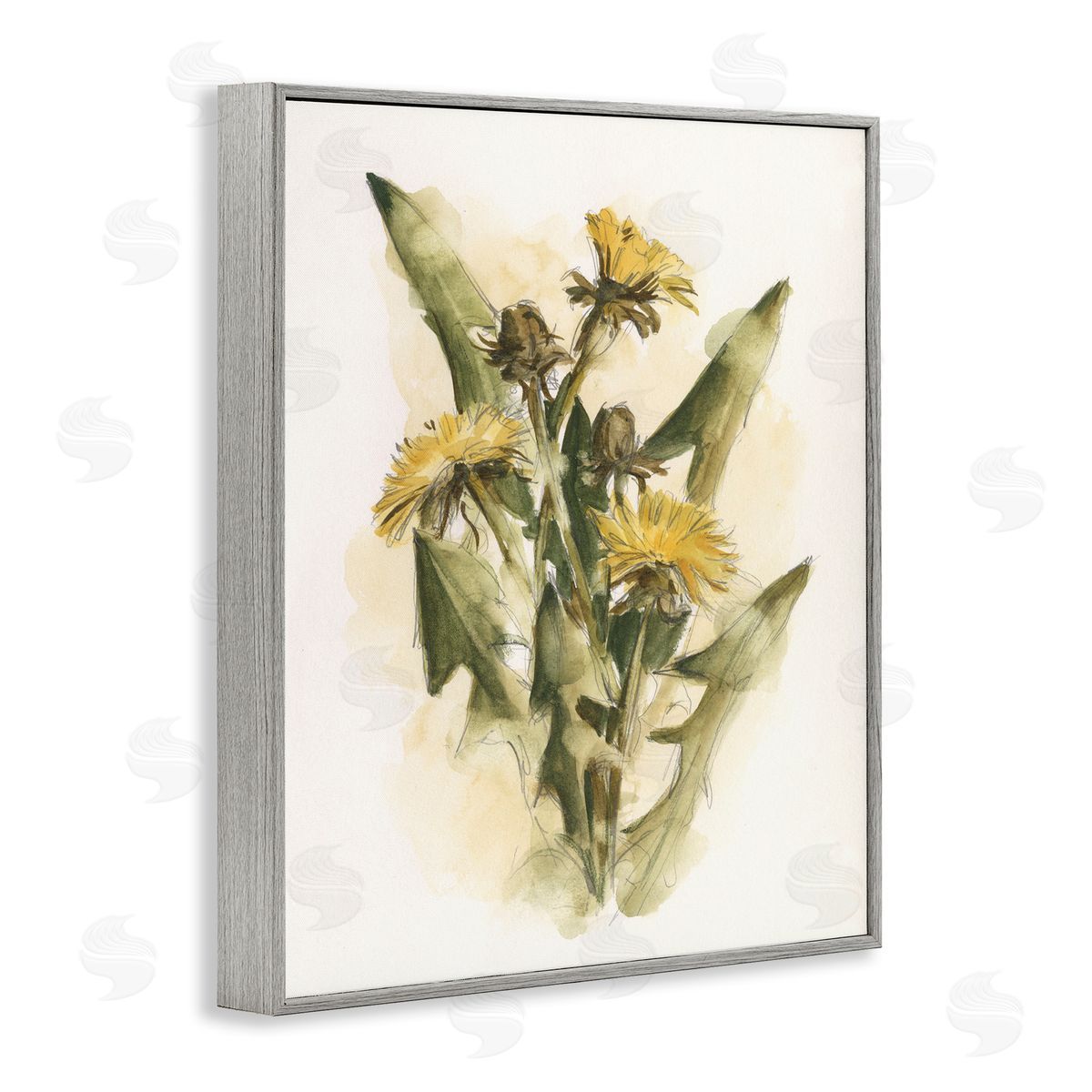 Cottage Buttercup Flowers Grey Frame Print Wall Art, Home Decor by Ethan Harper