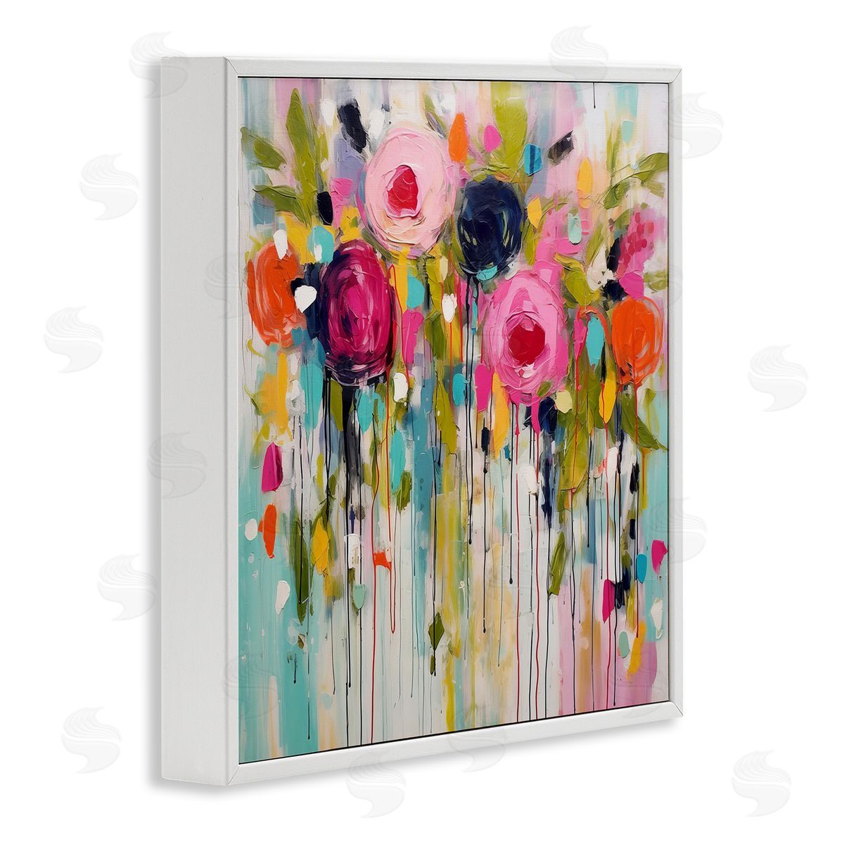 Irena Orlov Paint Drip Roses White Framed Giclee Wall Art Print
