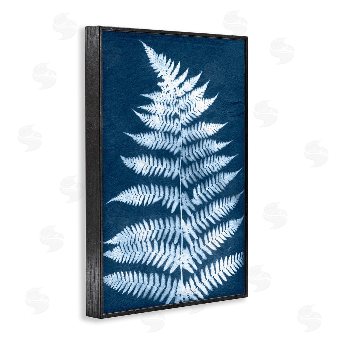 Forest Fern in Blue Black Frame Print Wall Art, Home Decor by Jason Johnson