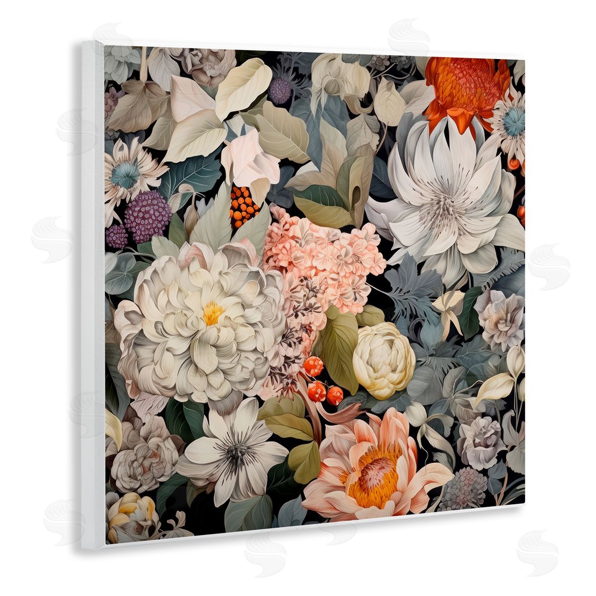 Grey Mixed Botanicals Wood Plaque Wall Art, Home Decor by Lazar Studio