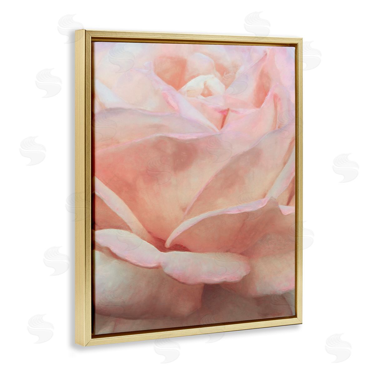 Soft Rose Petals Gold Floating Frame Canvas Wall Art, Home Decor by Alonzo Saunders