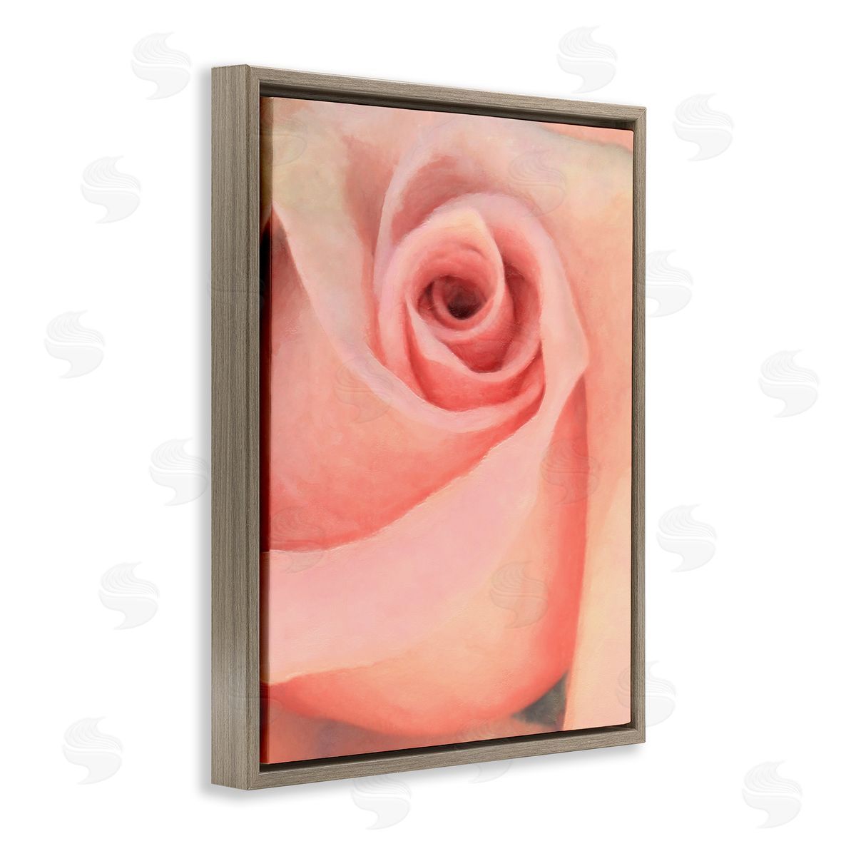 Spiral Rose Anther Brown Floating Frame Canvas Wall Art, Home Decor by Alonzo Saunders