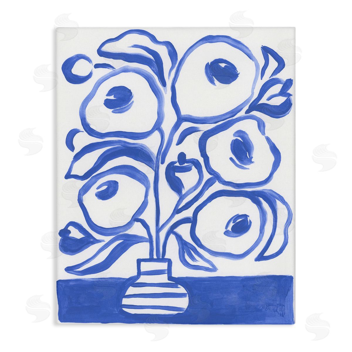Modern Blue Vase Canvas Wall Art, Home Decor by June Erica Vess