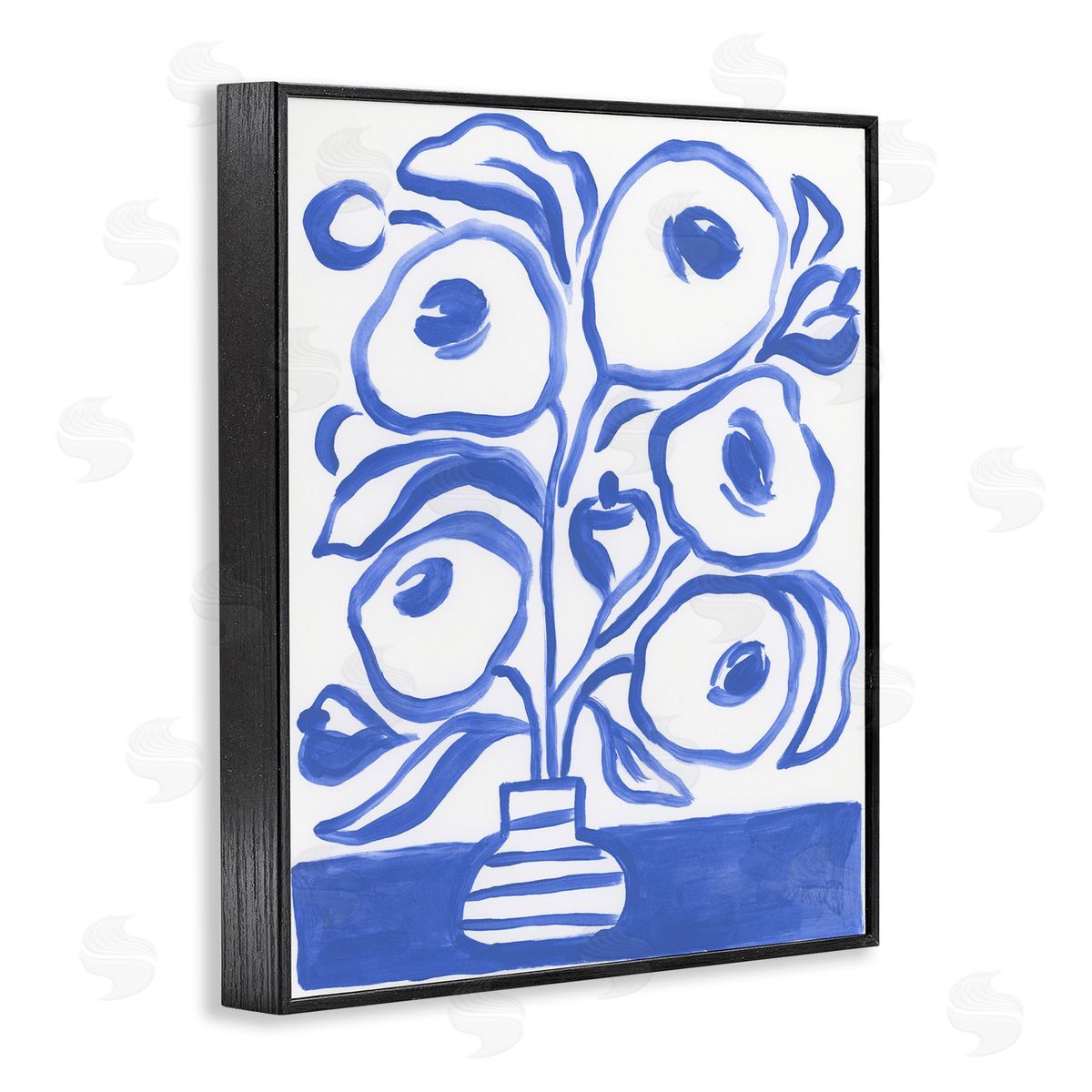 Modern Blue Vase Black Frame Print Wall Art, Home Decor by June Erica Vess