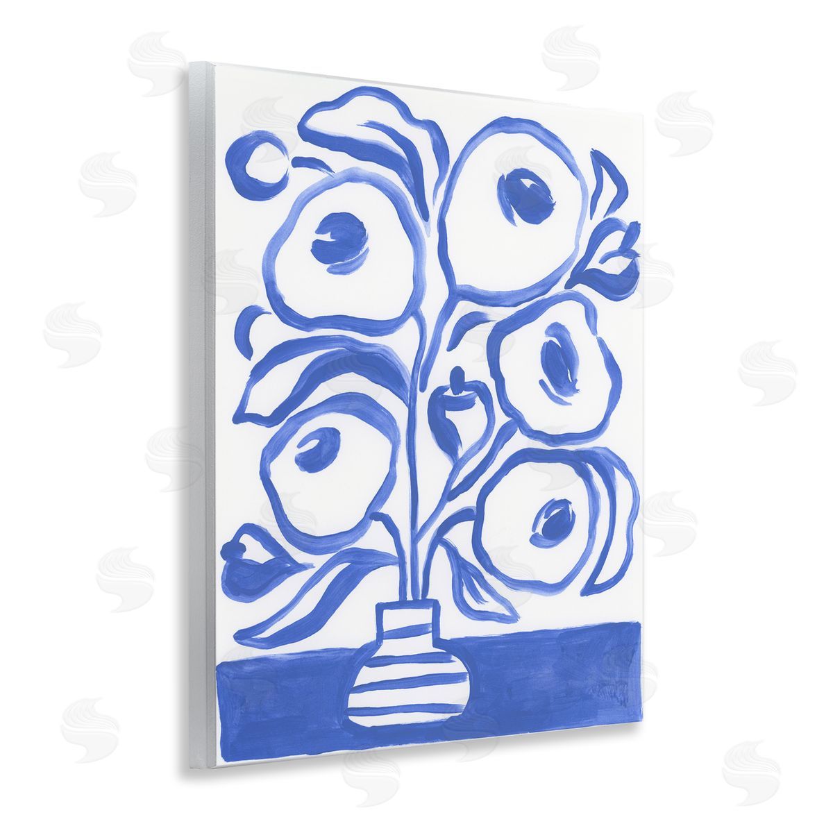 Modern Blue Vase Wood Plaque Wall Art, Home Decor by June Erica Vess