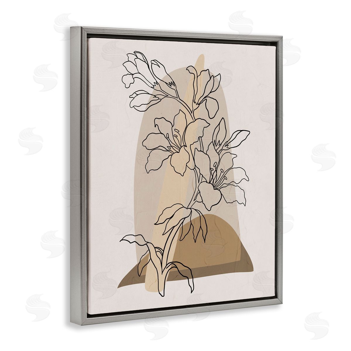 Boho Lily Impression Grey Floating Frame Canvas Wall Art, Home Decor by Regina Moore