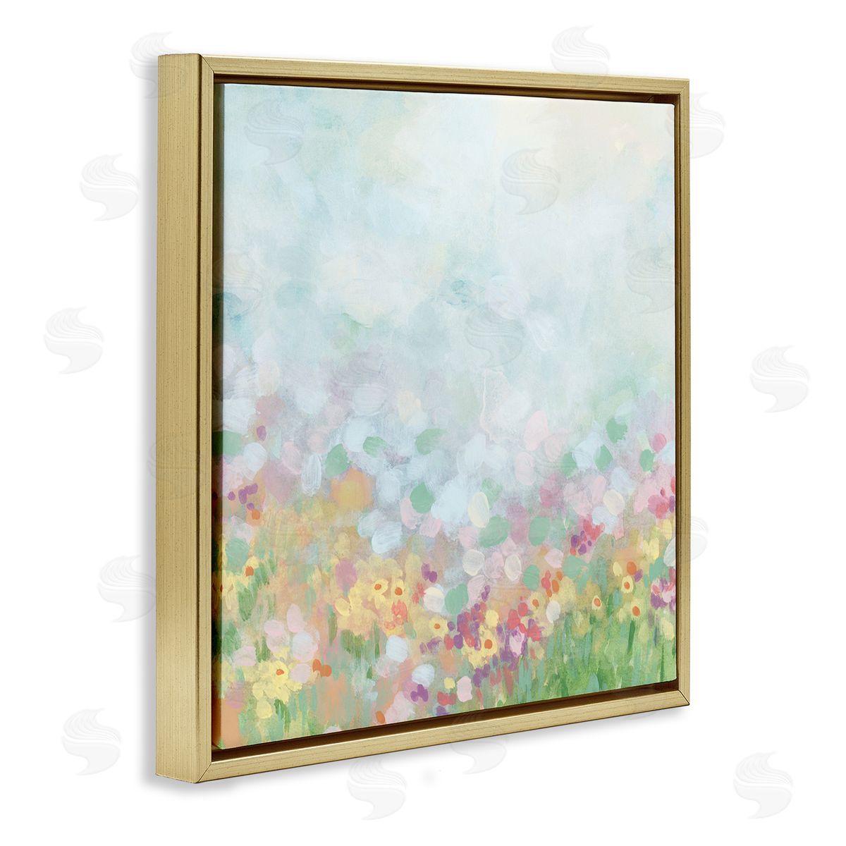 Abstract Daisy Field Gold Floating Frame Canvas Wall Art, Home Decor by June Erica Vess