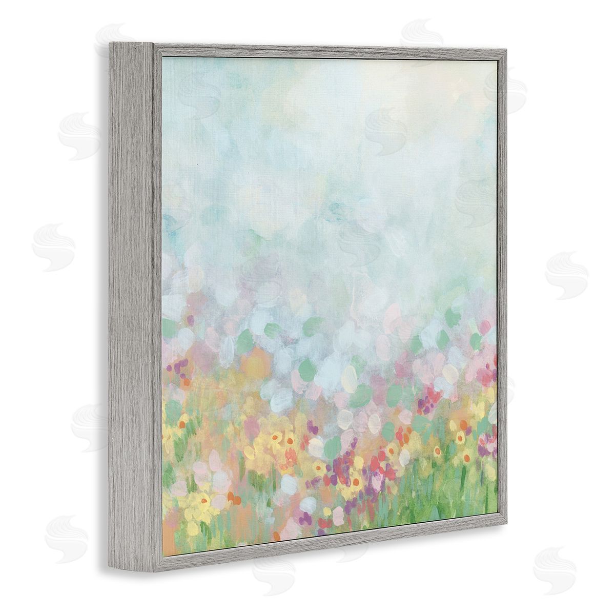 Abstract Daisy Field Grey Frame Print Wall Art, Home Decor by June Erica Vess