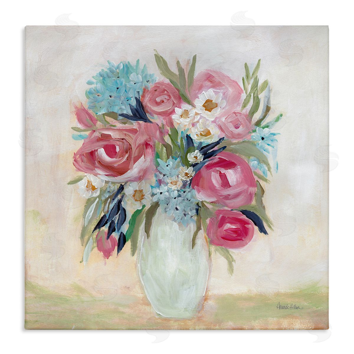 Amanda Hilburn Drooping Pink Roses Canvas Wall Art Print