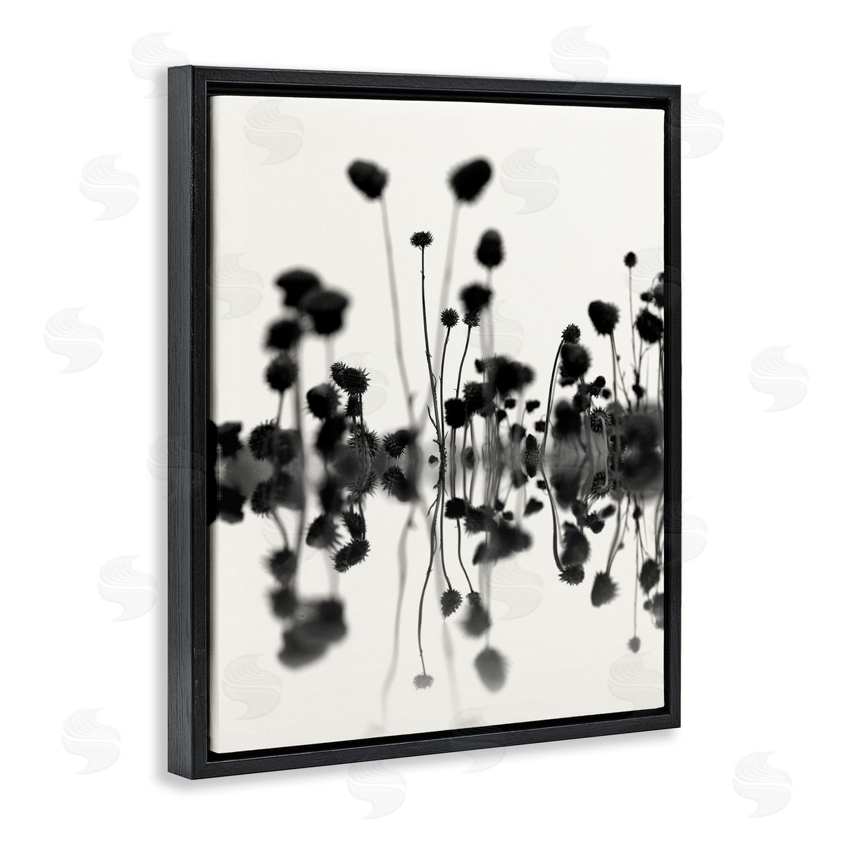Abstract Botanical Sprigs Black Floating Frame Canvas Wall Art, Home Decor by Nicholas Bell