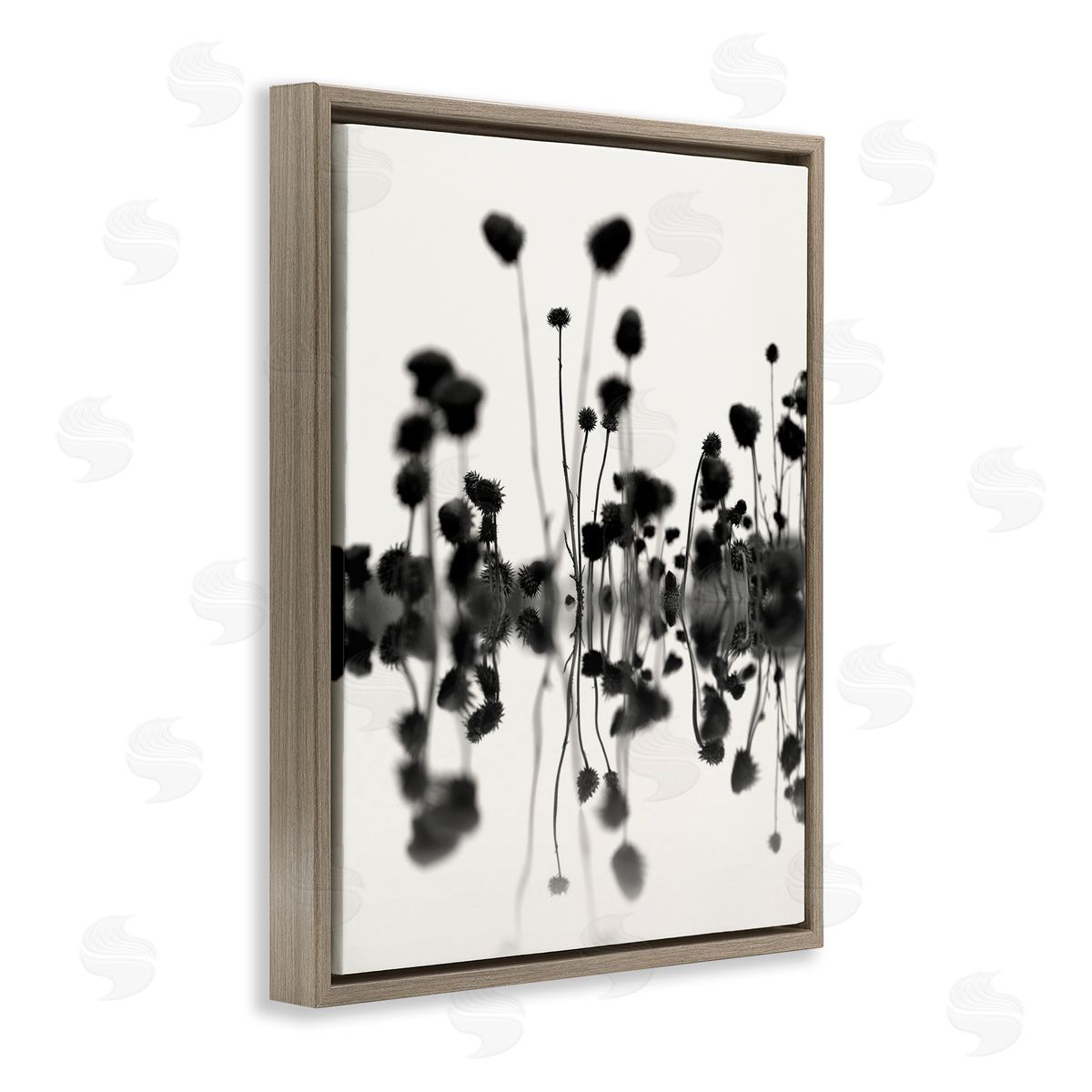 Abstract Botanical Sprigs Brown Floating Frame Canvas Wall Art, Home Decor by Nicholas Bell