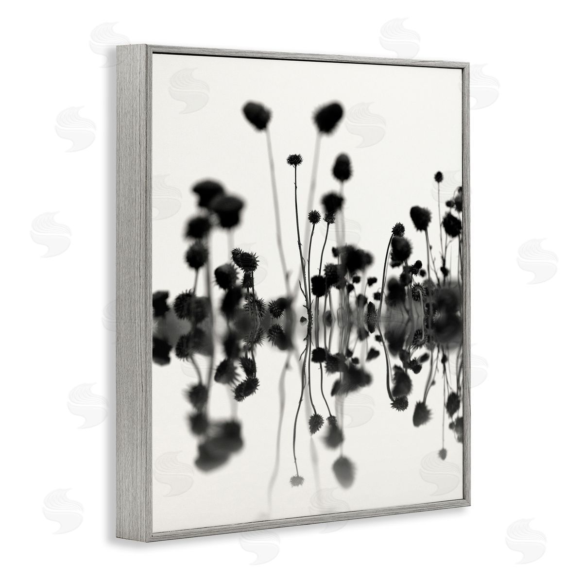 Abstract Botanical Sprigs Grey Frame Print Wall Art, Home Decor by Nicholas Bell