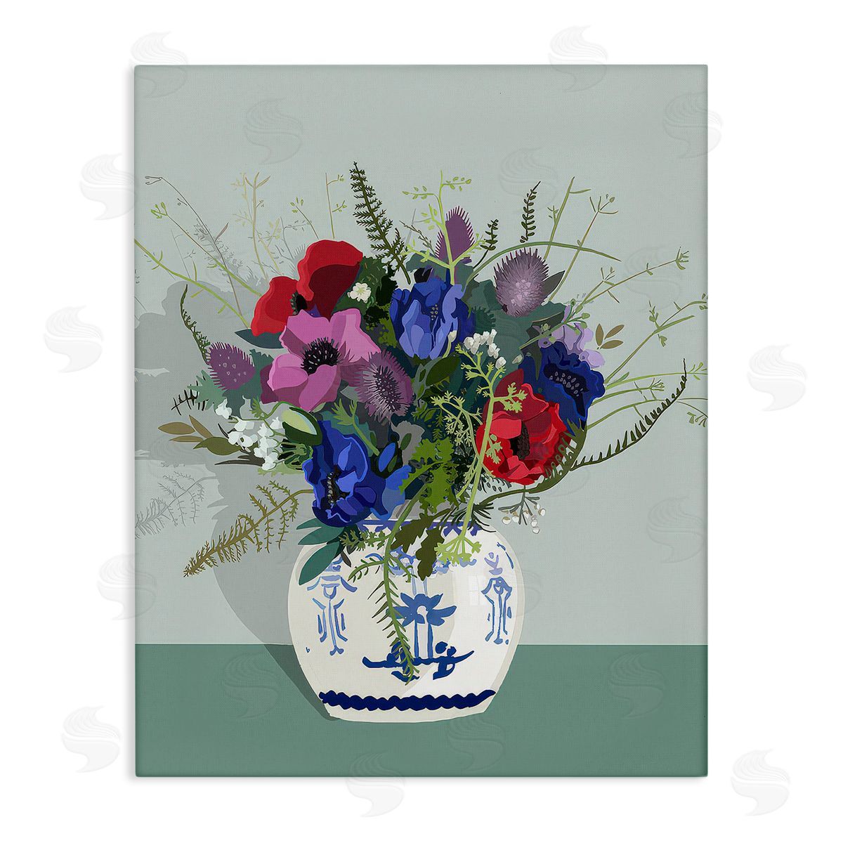 Betty Boynes Ginger Jar & Anemones Canvas Wall Art Print