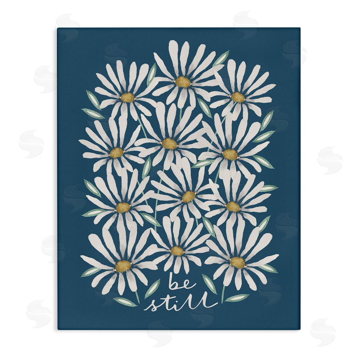 Be Still Daisy Pattern Canvas Wall Art, Home Decor by Blue Chair Blessing