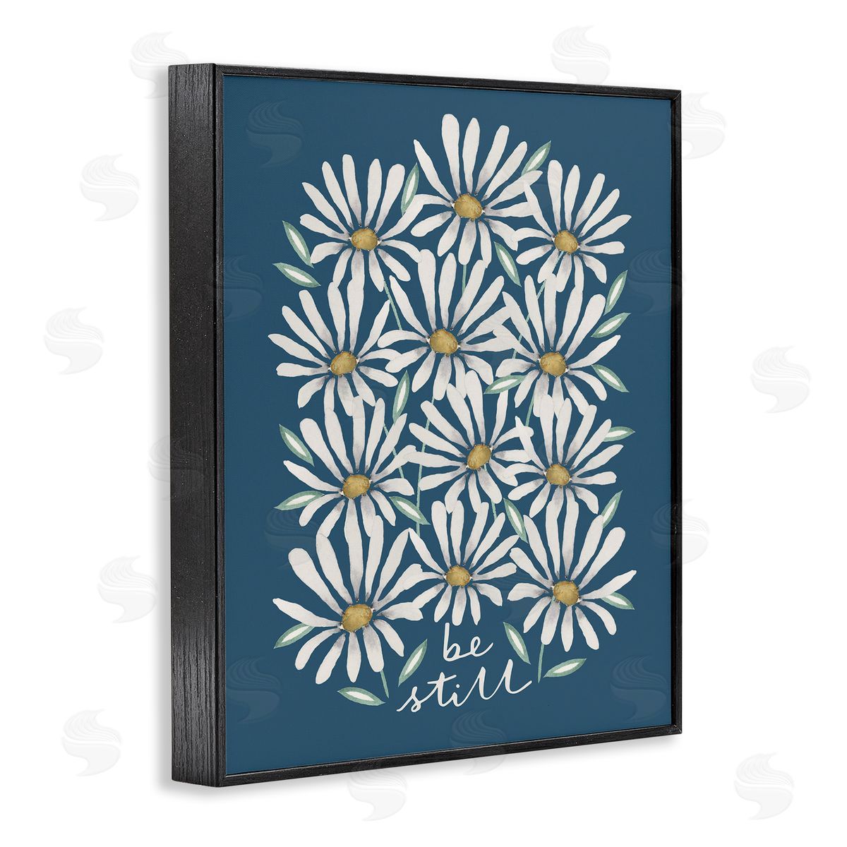 Be Still Daisy Pattern Black Frame Print Wall Art, Home Decor by Blue Chair Blessing