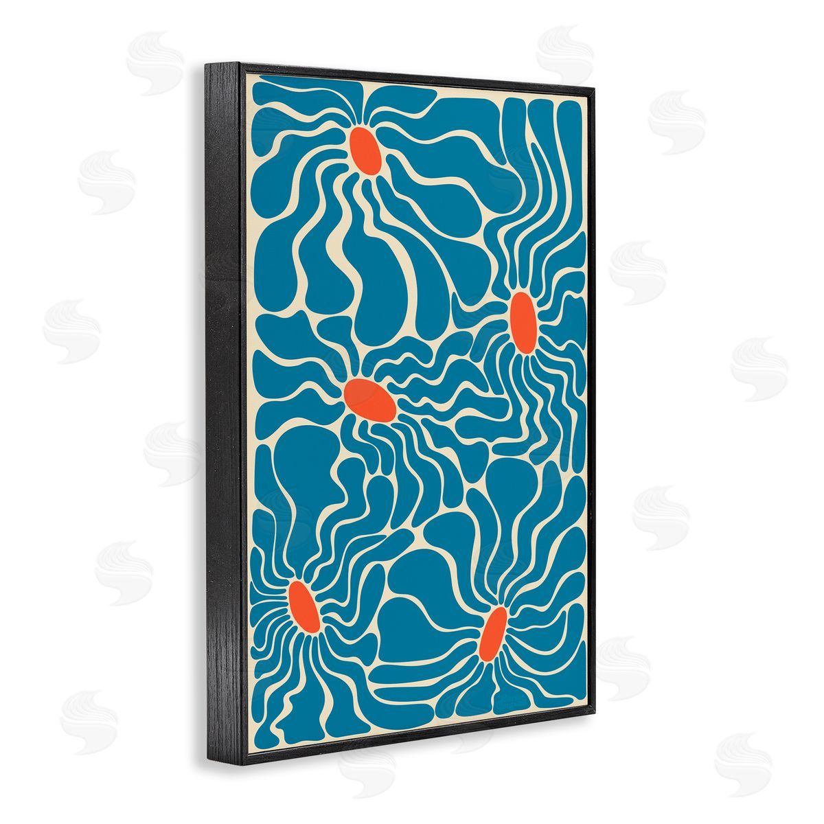 Groovy Fluid Flowers Black Frame Print Wall Art, Home Decor by Carrie Cantwell