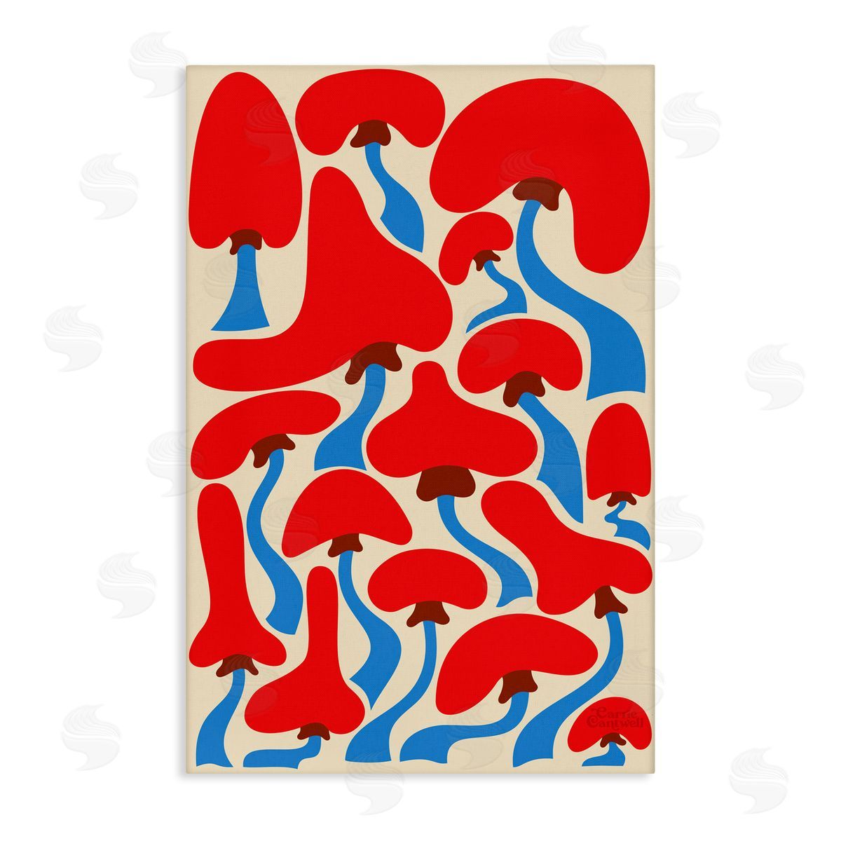 Groovy Wavy Mushrooms Canvas Wall Art, Home Decor by Carrie Cantwell