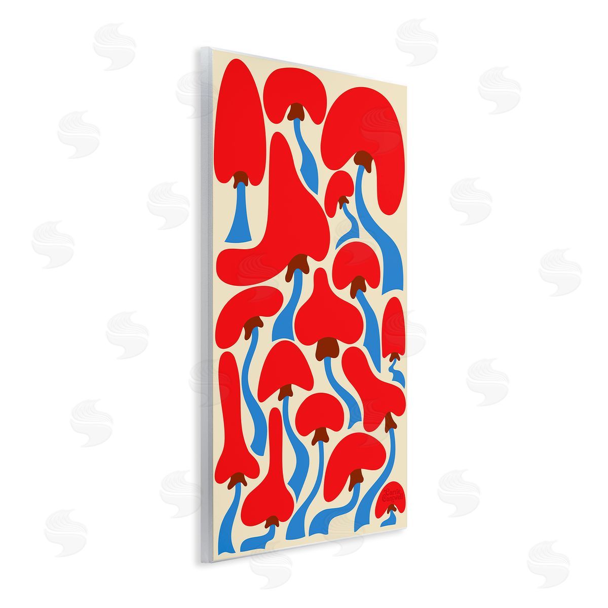 Groovy Wavy Mushrooms Wood Plaque Wall Art, Home Decor by Carrie Cantwell